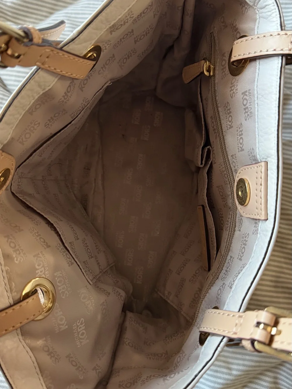 Michael Kors Light Pink and Pale Blush Pebbled Leather Tote